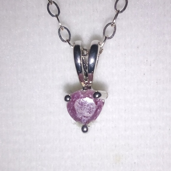 Sterling Silver Link Chain Small Dainty Amethyst Necklace - Size 16" - Picture 6 of 8